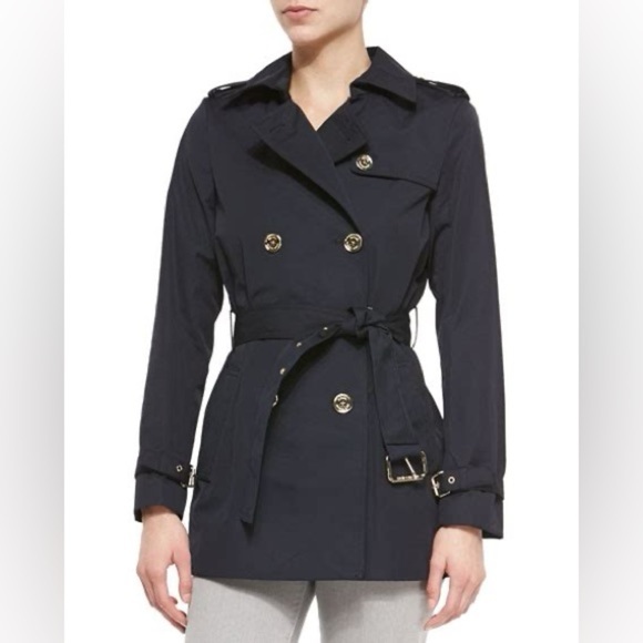 MICHAEL KORS BELTED TRENCH COAT WOMEN M KATE MIDDLETON CLASSICCORE - Picture 9 of 9